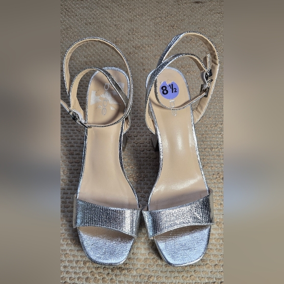bebe Shoes - Bebe Silver buckle High Heels sandals Size 8.5 Textile Upper Synthetic Sole